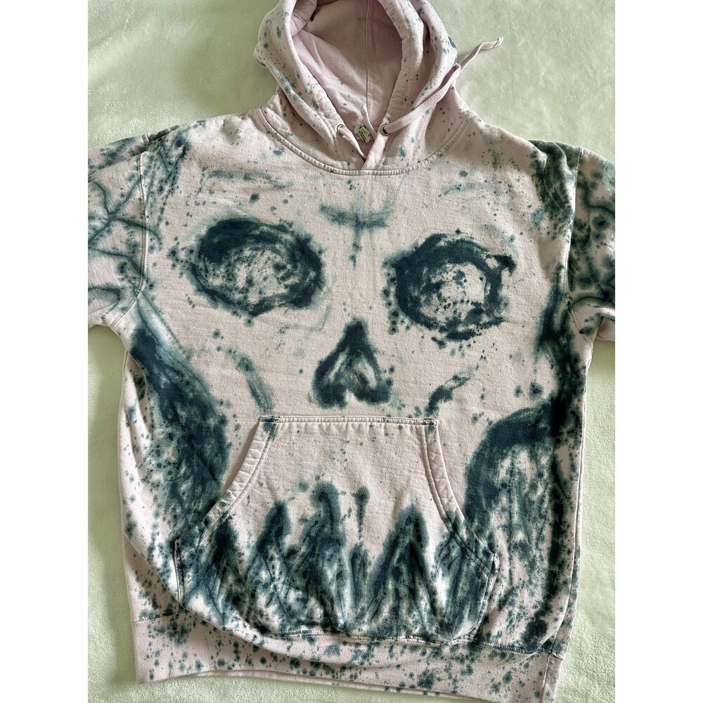 Independent Trading Co Skull Hoodie L Pink Black Tie Dye Stay Free Halloween